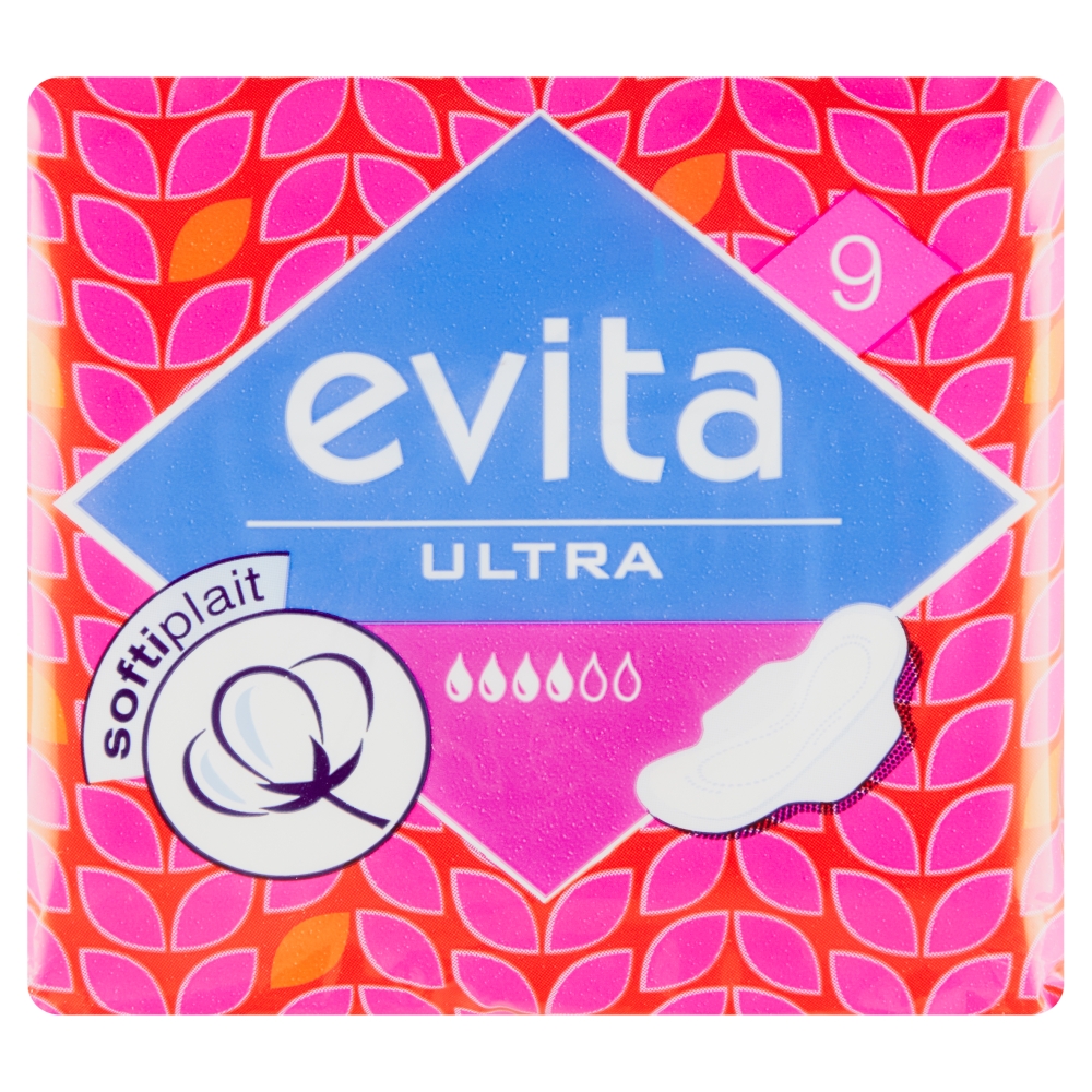Evita Ultra softiplait Hygienické vložky s křidélky 9 ks