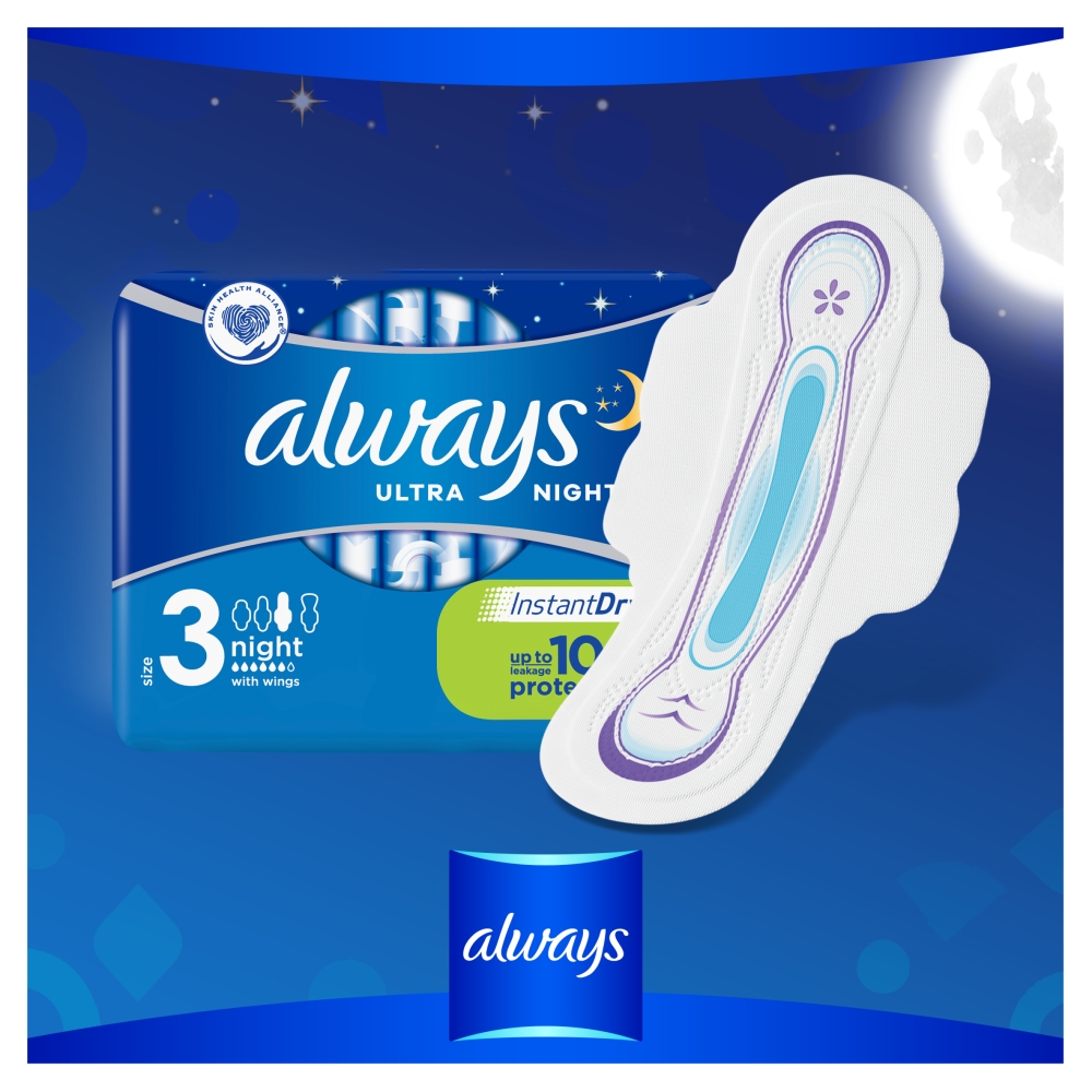 Always Ultra Night hygienické vložky s křidélky 7 ks
