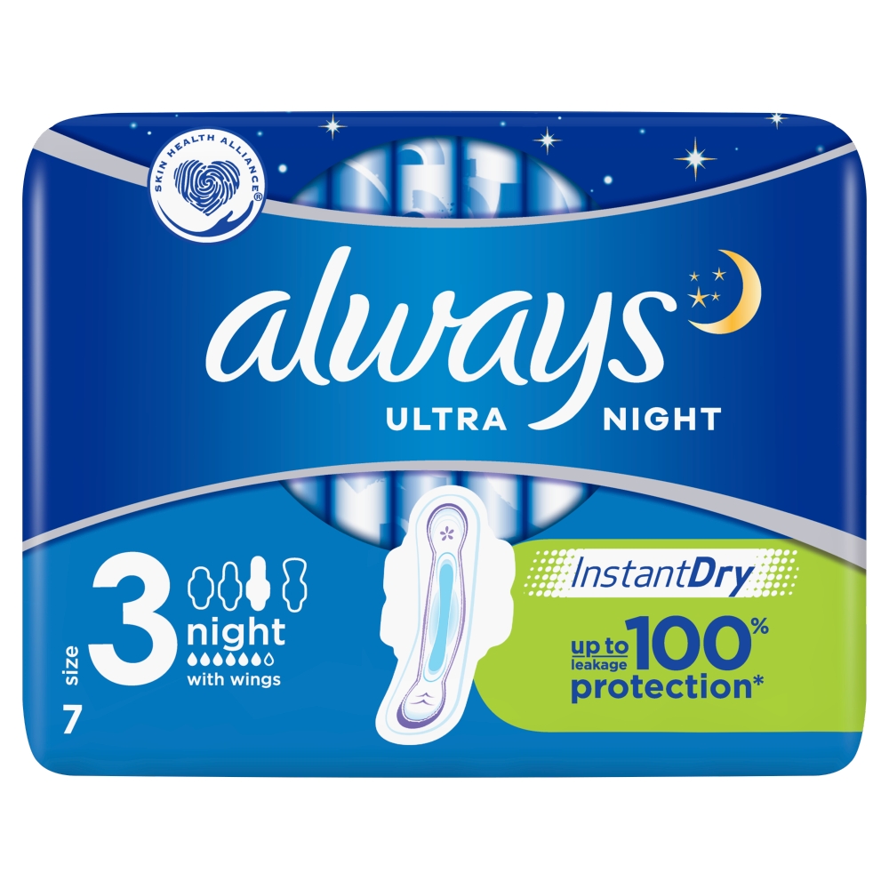 Always Ultra Night hygienické vložky s křidélky 7 ks