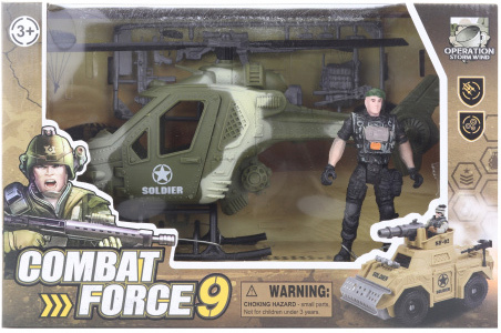 Helikoptéra vojenská army sada s figurkou vojáka a zbraněmi plast v krabici