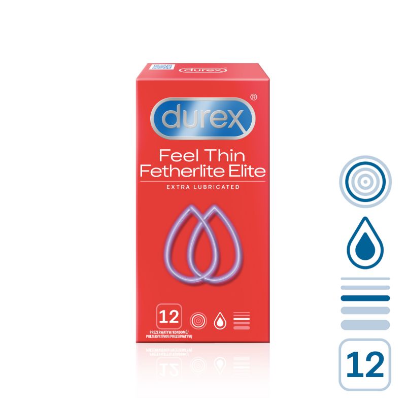 Durex Feel Thin Fetherlite Elite extra lubrikované kondomy 12 ks