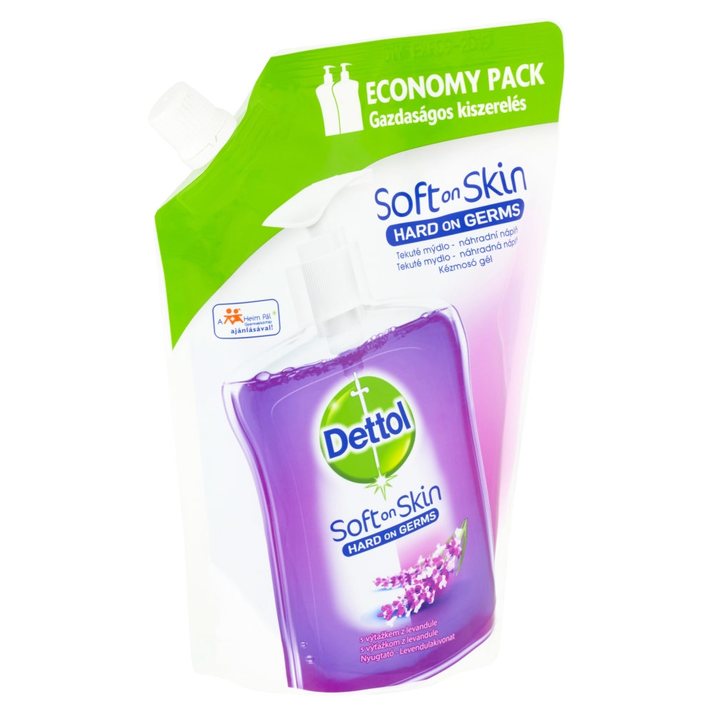 Dettol Soft on Skin tekuté antibakteriální mýdlo s výtažkem z levandule náhradní náplň 500 ml
