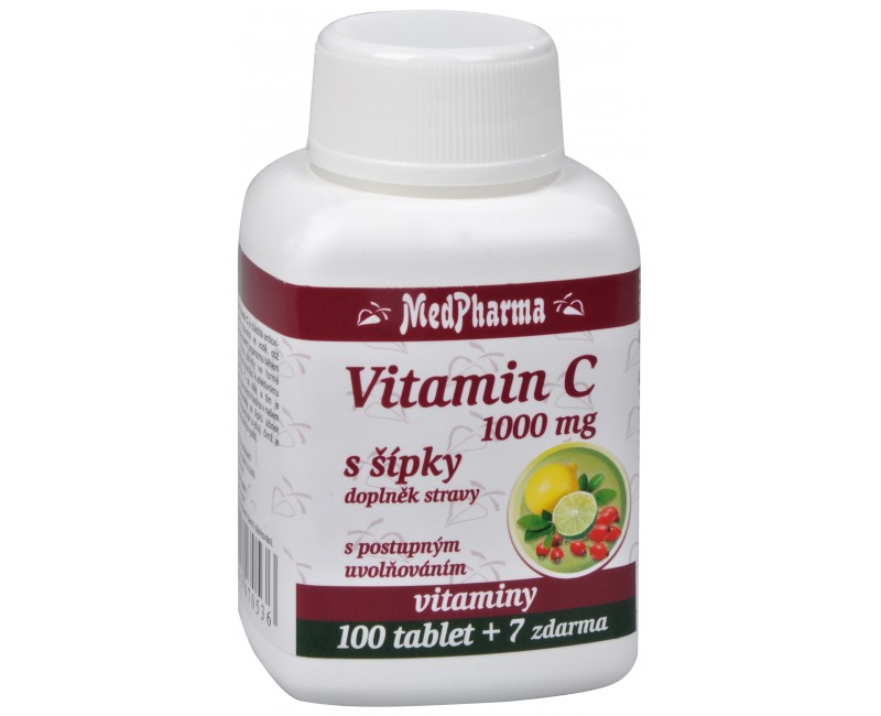 Vitamín C 1000 mg s šípky 100 tablet + 7 tablet ZDARMA