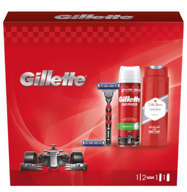 Gillette Holicí Strojek + 1 Holicí Hlavice + Gillette Series Pěna Na Holení + Old Spice Sprchový Gel 3 ks