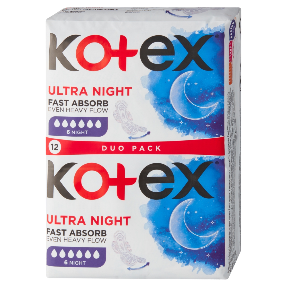 Kotex Ultra Night Duo Pack dámské hygienické vložky 12 ks