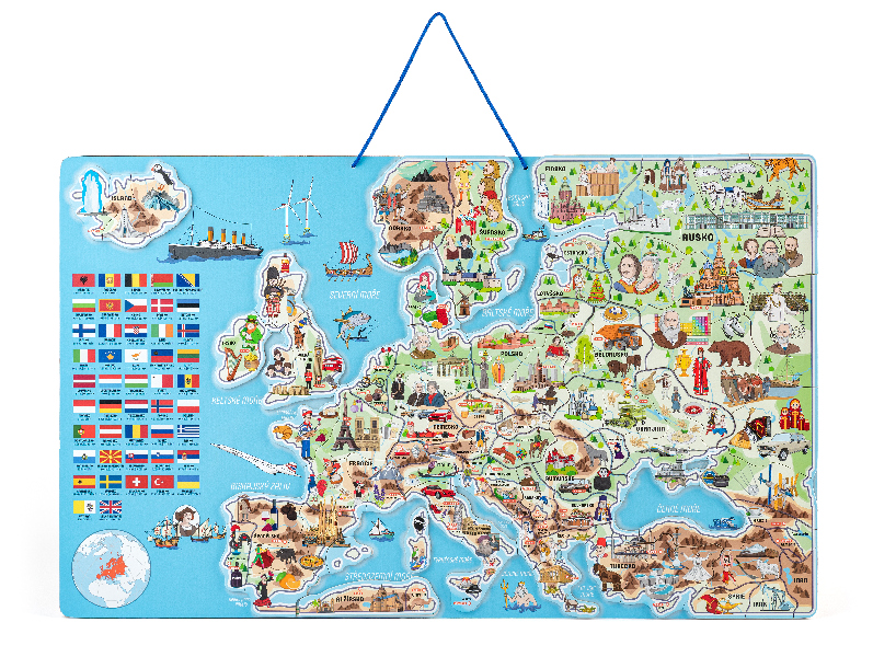 Magnetická mapa EVROPY s hrou 3 v 1