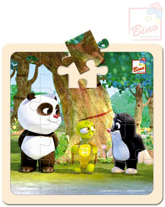 BINO DŘEVO Puzzle (Krteček) Krtek a Panda s želvou 20 dílků