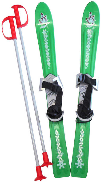PLASTKON Lyže dětské Baby Ski 70cm carvingové Zelené s vázáním plast