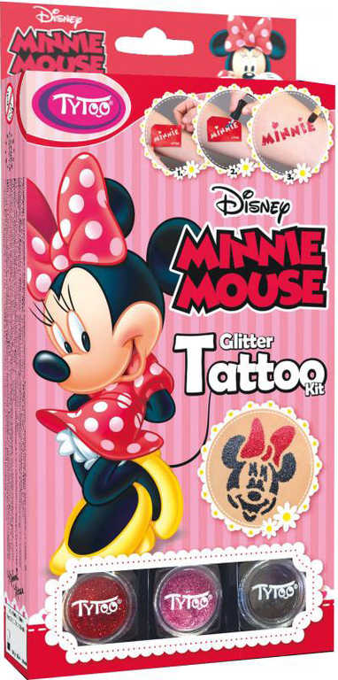 TyToo Dětské tetování Minnie Mouse 12 tetovaček pro holky se třpytkami