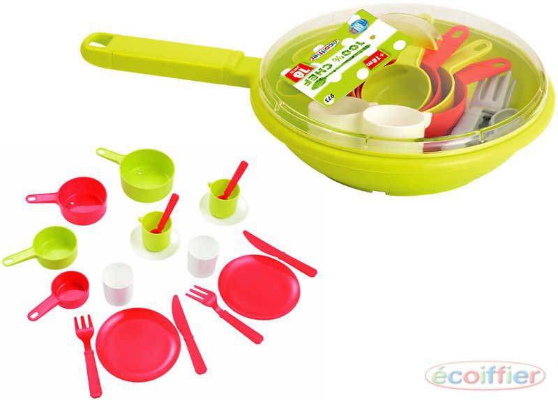 ECOIFFIER Dětská sada nádobí set kuchyňský pánev s doplňky PLAST