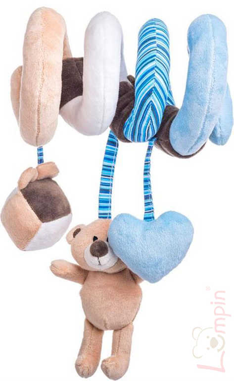LUMPIN PLYŠ Baby spirála modrá medvídek Lumpin s hračkami pro miminko