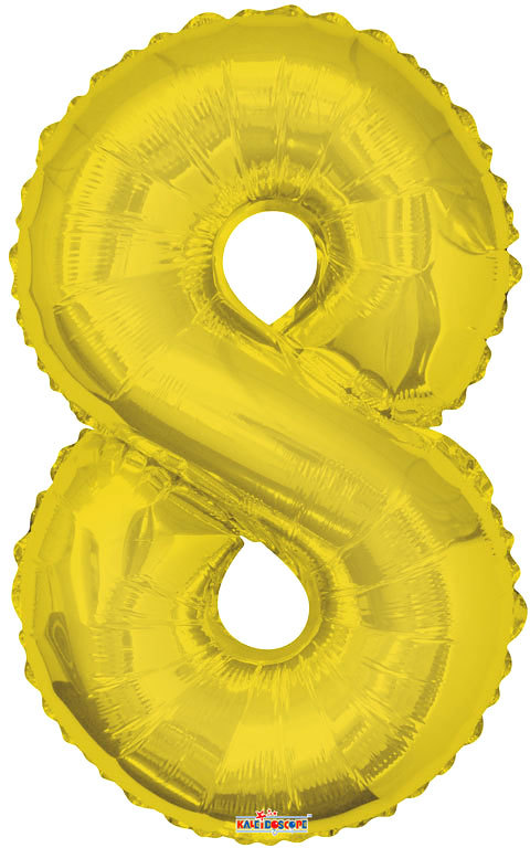 Party balonek nafukovací 86cm Číslice 8 zlatý velký foliový vzduch i helium