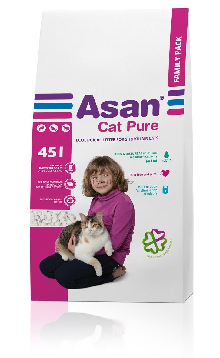 Asan Cat Pure eko-stelivo pro kočky a fretky 45l