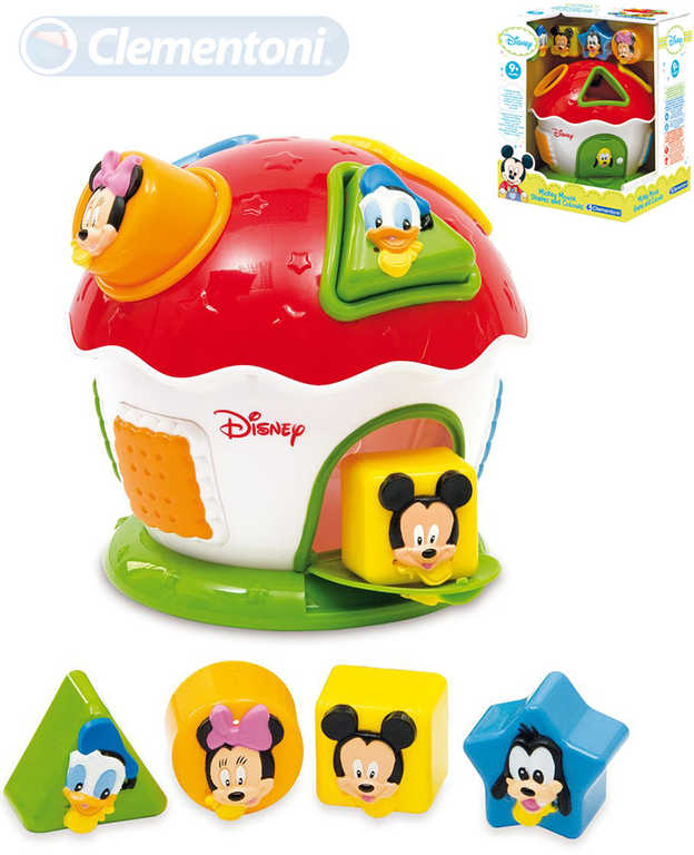 CLEMENTONI Baby domeček Mickey Mouse vkládačka se 4 tvary pro miminko
