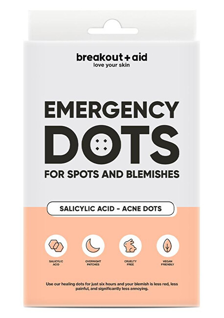 Fotografie Breakout+aid Náplasti na akné s kyselinou salicylovou Emergency Dots 48 ks A132:kBRE002