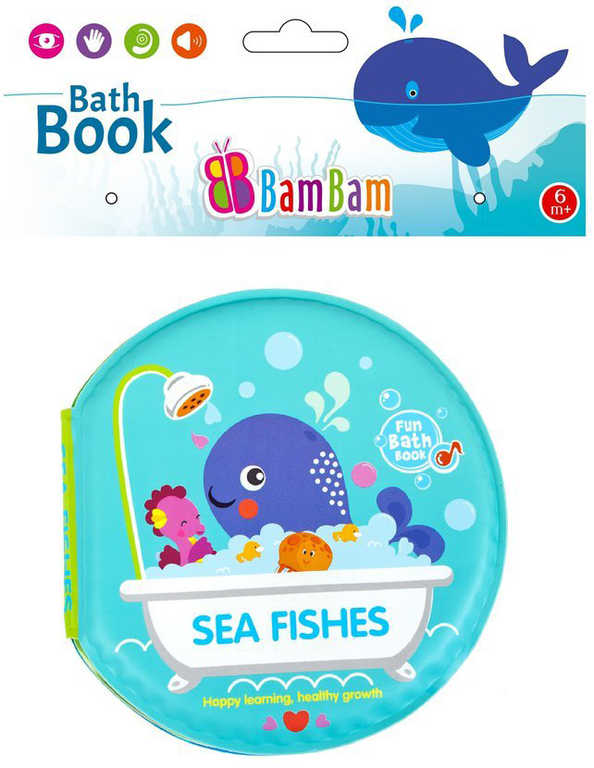 BAM BAM Baby knížka mořská zvířátka pískací do vany na koupání pro miminko