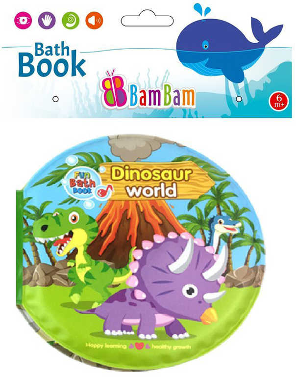 BAM BAM Baby knížka svět dinosaurů pískací do vany na koupání pro miminko