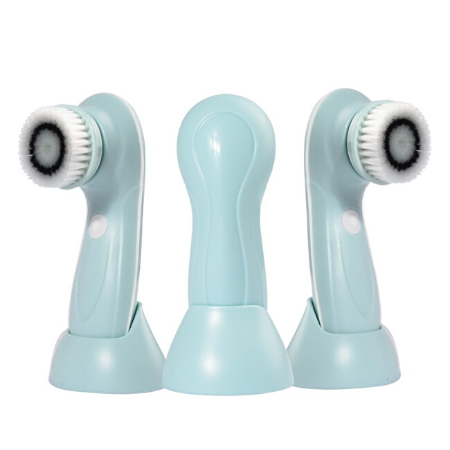 Rotační čistící kartáček na pleť 3v1 světle modrý (Face Electronic Facial Cleansing Brush)