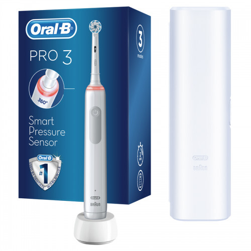 Fotografie Elektrický zubní kartáček Pro3 3500 White Sensitive Clean s cestovním pouzdrem Oral B