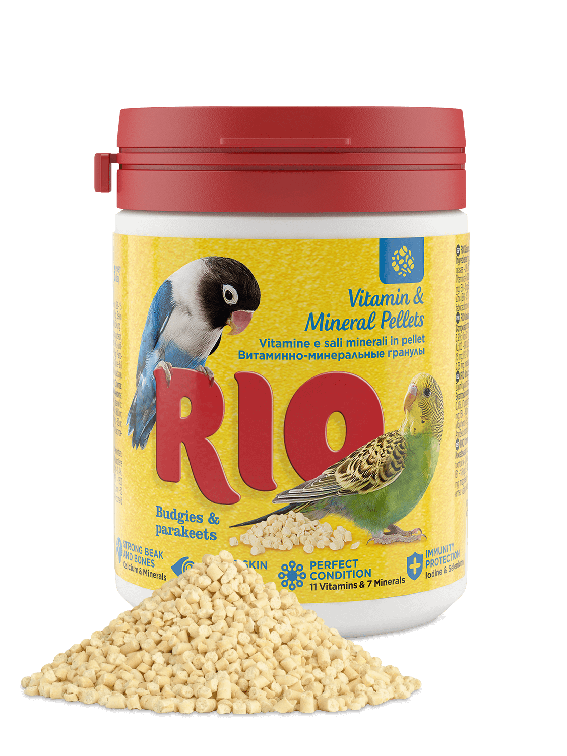 RIO vitaminove a mineralni pelety pro andulky a stredni papousky 120g