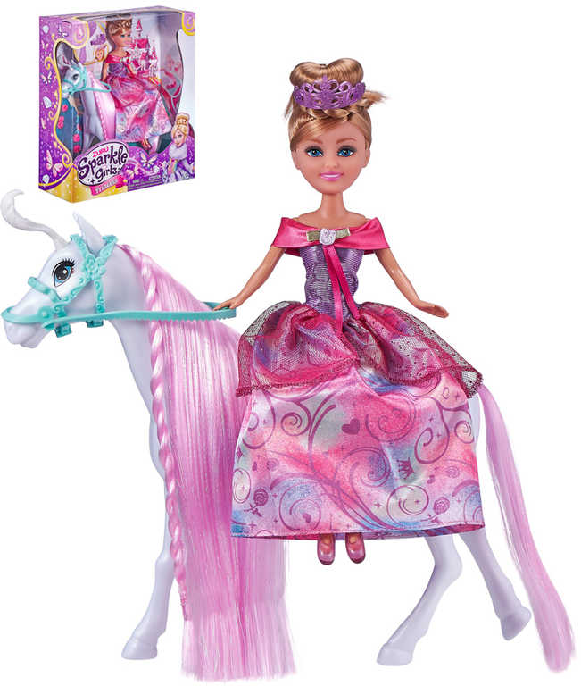 Sparkle Girlz Herní set panenka princezna 28cm s koněm plast v krabici