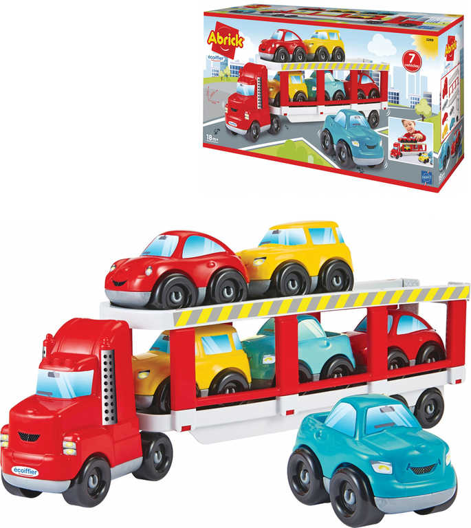 ECOIFFIER Abrick Baby herní set auto transportér + 6 autíček plast