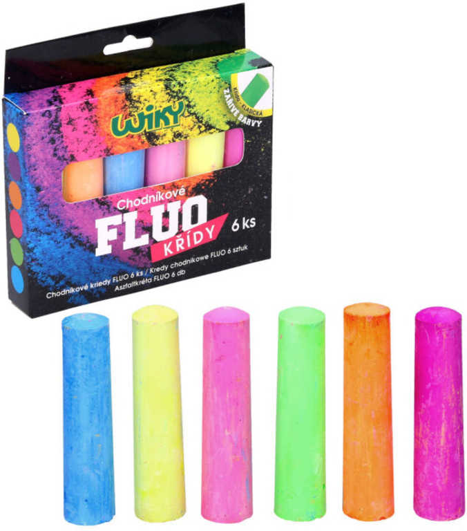 Křídy barevné chodníkové Fluo kulaté set 6ks v krabičce