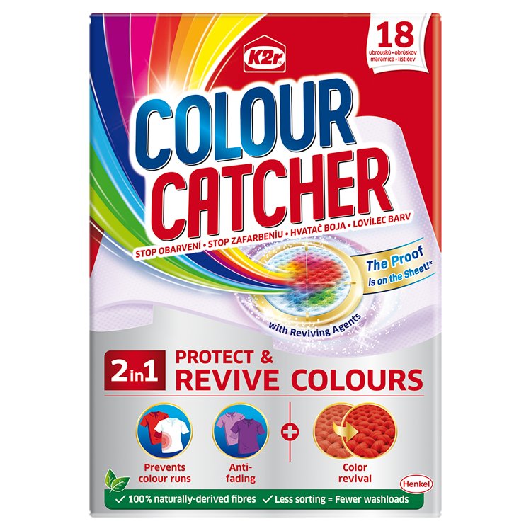 K2r Colour Catcher 2in1 Protect & Revive prací ubrousky na barevné prádlo 18 ks