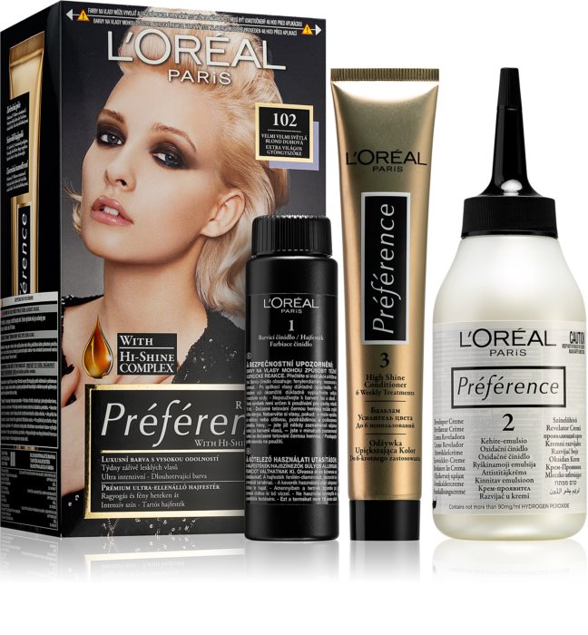 L’Oréal Paris Préférence barva na vlasy odstín velmi světlá blond duhová 102